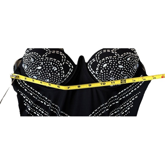 NWT Mew Mews Black Rhinestone Maxi Evening Statement Dress M New Years Eve NEW - Picture 15 of 16